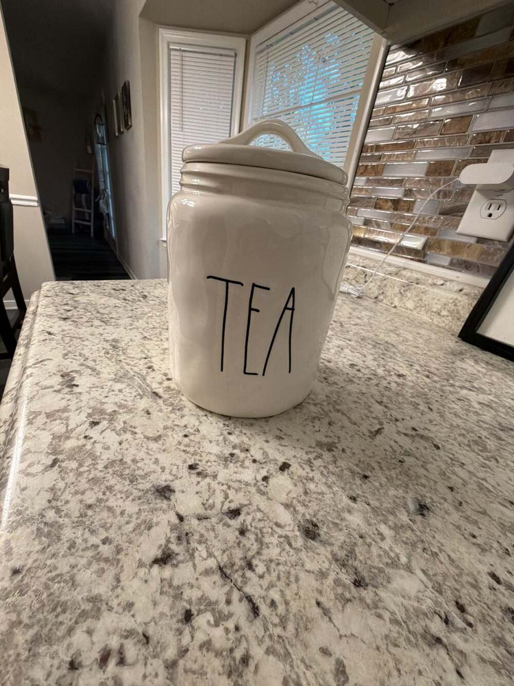 Rae Dunn White Ceramic Tea Canister with Lid